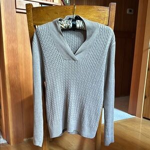 Cozy Cable Knit Sweater- brown, large